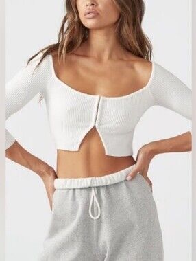 Joah Brown Hook & Eye Long Sleeve Cropped Cardigan O/S